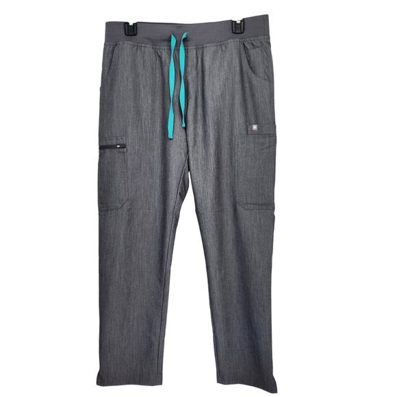 Figs Petite High Waisted Yola Skinny Scrub in Graphite & Teal  Pants Women's MP - Picture 1 of 11